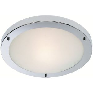 FIRSTLIGHT RONDO LED FLUSH CEILING FITTING CHROME WITH OPAL GLASS