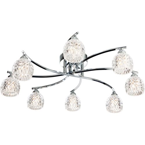 FIRSTLIGHT MAPLE 8 LIGHT FLUSH CEILING FITTING CHROME WITH CLEAR DECORATIVE GLASS
