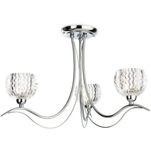 FIRSTLIGHT BLANCHE 3 LIGHT FLUSH CEILING FITTING CHROME WITH CLEAR DECORATIVE GLASS