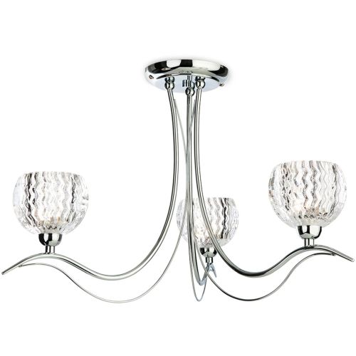 FIRSTLIGHT BLANCHE 3 LIGHT FLUSH CEILING FITTING CHROME WITH CLEAR DECORATIVE GLASS