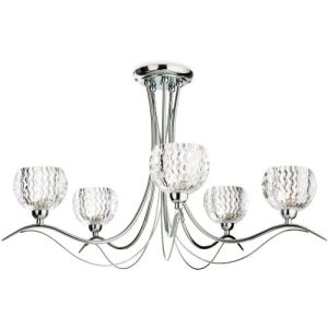 FIRSTLIGHT BLANCHE 5 LIGHT FLUSH CEILING FITTING CHROME WITH CLEAR DECORATIVE GLASS
