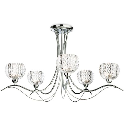 FIRSTLIGHT BLANCHE 5 LIGHT FLUSH CEILING FITTING CHROME WITH CLEAR DECORATIVE GLASS
