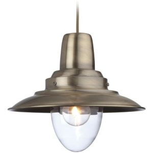 FIRSTLIGHT FISHERMAN PENDANT ANTIQUE BRASS WITH CLEAR GLASS