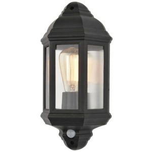 FORUM ATHENA HALF WALL LANTERN /W PIR BLK 1 X E27