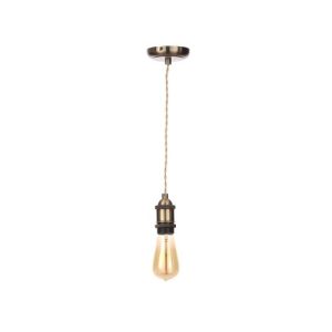 FORUM DALE SUSPENDED ANTIQUE BRASS PENDANT WITH BLACK FABRIC CABLE