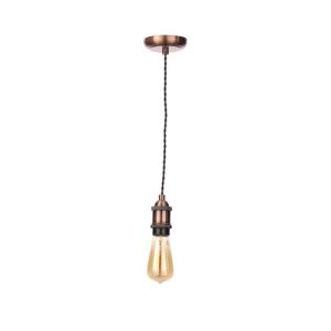 FORUM DALE SUSPENDED ANTIQUE COPPER PENDANT WITH BLACK FABRIC CABLE