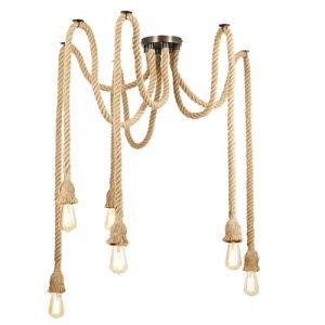 FORUM NAPOLI 6LT E27 ROPE CABLE CEILING PEWNAT PEWTER/ NATURAL