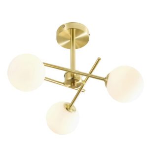 FORUM LINDOS 3LT CROSS ARM SEMI-FLUSH SBRASS/OPAL SAT BRASS/OPAL