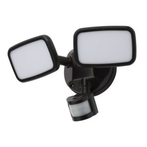 FORUM LYNN 2 X 10W LED FLOODLIGHT IP65 C/W PIR BLACK