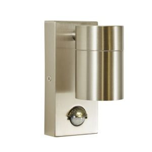 FORUM LETO 1LT FIXED GU10 WALL LIGHT X PIR IP44 SST STAINLESS STEEL