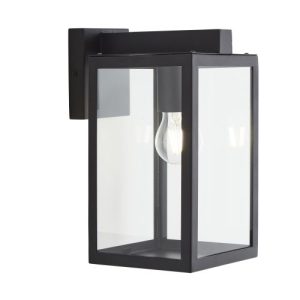 FORUM HESTIA E27 GLASS PANEL BOX LANTERN BLACK