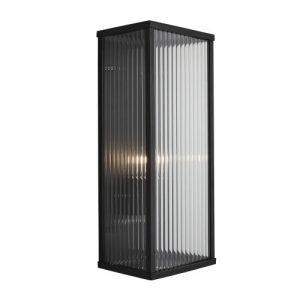 FORUM MEMPHIS E27 BOX FRAME LANTERN W RIBBED GLASS BLACK