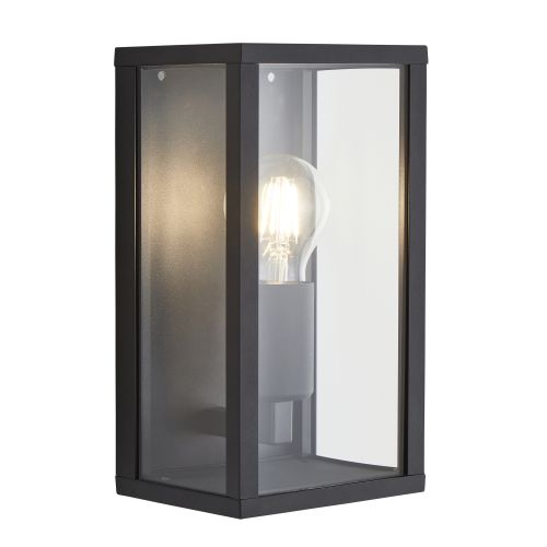 FORUM CHINON 1LT E27 GLASS PANEL BOX LANTERN MATT BLACK