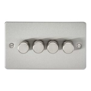 KNIGHTSBRIDGE FLAT PLATE 4G 2 WAY 10-200W (5-150W LED) TRAILING EDGE DIMMER - BRUSHED CHROME