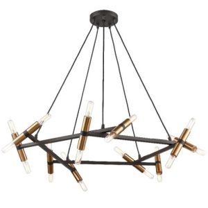 FRANKLITE ANGLIT 20 LIGHT PENDANT IN BLACK/ COPPER