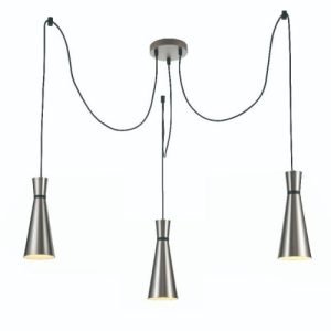 FRANKLITE HAPPY 3 LIGHT CLUSTER PENDANT IN SATIN NICKEL
