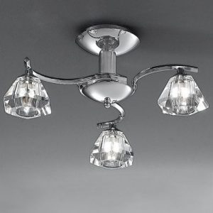 FRANKLITE 3-LIGHT TWISTA CHROME SEMI FLUSH FITTING