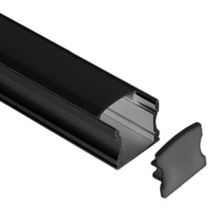 GAP ALUMINIUM POWDER COATED BLACK 15MM CHANNEL FOR LINEAR FLEX WITH PC DIFFUSER (1M LENGTH)