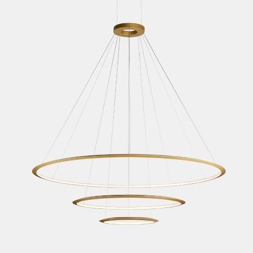 GROK PENDANT CIRCULAR INWARD 3 RINGS (Ø3000 Ø2000 Ø1200) LED 326.4W 3000K 0-10V GOLD