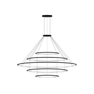 GROK PENDANT CIRCULAR OUTWARD 5 RINGS (Ø600 Ø1200 Ø2000 Ø1200 Ø600) LED 290.7W 2700K 0-10V BLACK