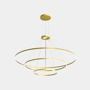 GROK PENDANT CIRCULAR DOWNWARD 3 RINGS (Ø3000 Ø2000 Ø1200) LED 326.4W 12913LM 2700K 0-10V GOLD