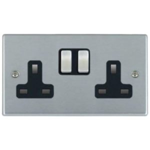 HAMILTON HARTLAND SATIN CHROME 2G SWITCHED SOCKET
