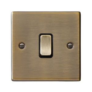 HAMILTON ANTIQUE BRASS 1G 2W SWITCH (BLK. INS)