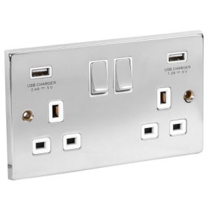 HERITAGE POL CHROME 13A 2G USB SOCKET