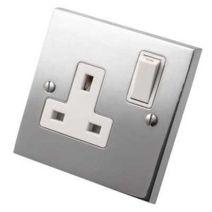 HERITAGE POLISHED CHROME 1G 13A SOCKET WH INS