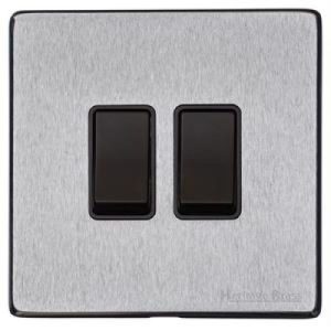 HERITAGE 2G 2W SWITCH SATIN CHROME (BLACK)