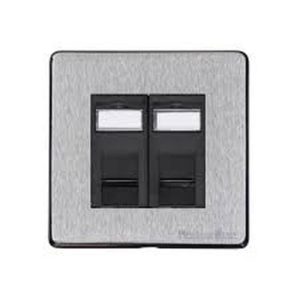 HERITAGE SATIN CHROME 2G RJ45 SOCKET BLACK INSERT