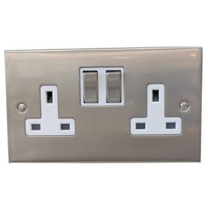 HERITAGE SATIN NICKEL 2G SWITCHED SOCKET