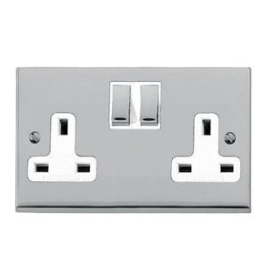 HERITAGE 2G SWITCHED SOCKET POLISHED CHROME DUAL FINISH
