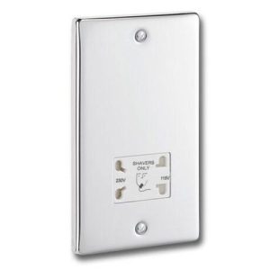 HERITAGE SATIN CHROME DUAL SHAVER SOCKET (WHT INS)