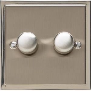 HERITAGE SATIN NICKEL DUAL FINISH FLAT PLATE 2G LED DIMMER