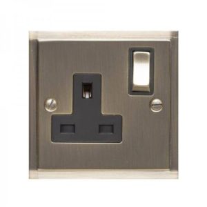 HERITAGE ELITE 1G SWITCHED SOCKET ANTIQUE BRASS