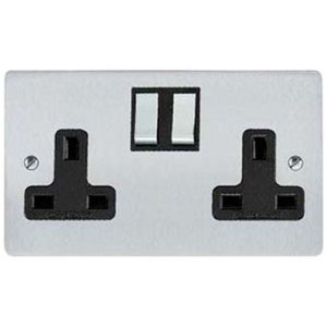 HERITAGE FACE PLATE S/CHROME 2G 13A SOCKET BL INS