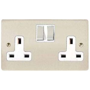 HERITAGE SATIN NICKEL 2G 13A SOCKET WH INSERTS