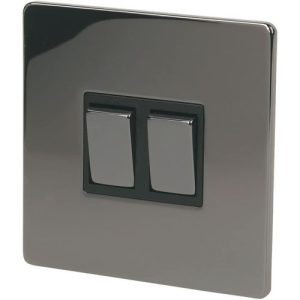 HERITAGE BLACK NICKLE FACE PLATE 2G 2W SWITCH