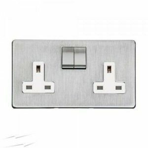 HERITAGE SATIN CHROME SCREWLESS 2G SWITCHED SOCKET