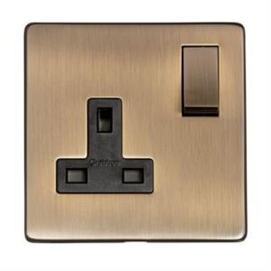 HERITAGE 1G SOCKET FLAT SCREWLEES A/BRASS