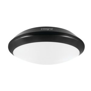 INTEGRAL TOUGH SHELL+ BULKHEAD EMERGENCY 3HR AND MICROWAVE SENSOR 350MM DIA IP66 2400LM 24W 4000K IK10 120 BEAM NON-DIMM BLACK 100LM/W