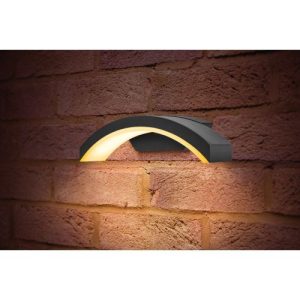 INTEGRAL OUTDOOR DECORATIVE WALL LIGHT CURVE IP54 360LM 7.5W 3000K DOWN LIGHT DARK GREY