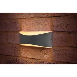 INTEGRAL OUTDOOR DECORATIVE WALL LIGHT WAVE IP65 310LM 7W 3000K UP/DOWN LIGHT DARK GREY