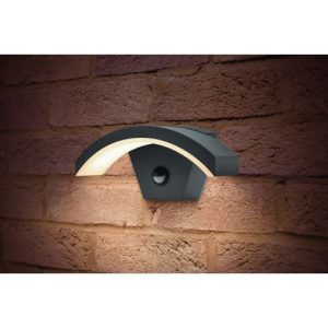 INTEGRAL OUTDOOR DECORATIVE WALL LIGHT CURVE PIR IP54 380LM 8W 4000K DOWN LIGHT DARK GREY