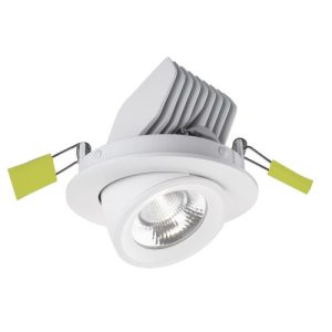 INTEGRAL ACCENTPLUS SCOOP ADJUSTABLE DOWNLIGHT 13.5W 1620LM 120LM/W 3000K CRI90 92MM CUTOUT 36° BEAM TILTABLE 38° ROTATABLE 355° WHITE 36VDC 350MA - NO DRIVER