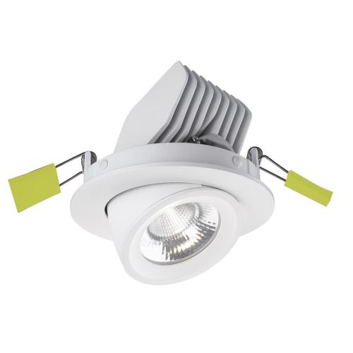 INTEGRAL ACCENTPLUS SCOOP ADJUSTABLE DOWNLIGHT 13.5W 1630LM 120LM/W 4000K CRI90 92MM CUTOUT 36° BEAM TILTABLE 38° ROTATABLE 355° WHITE 36VDC 350MA - NO DRIVER
