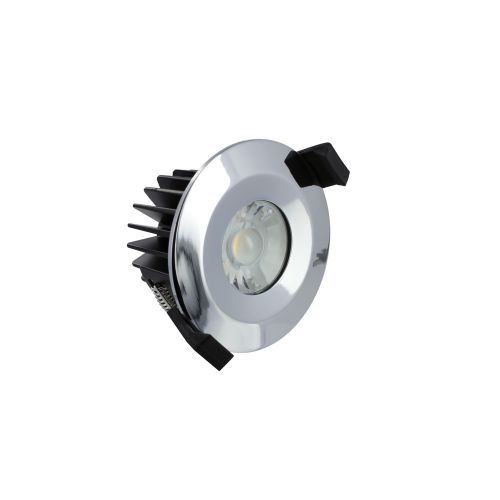 INTEGRAL LOW-PROFILE FIRE RATED DOWNLIGHT 70-75MM CUTOUT IP65 520LM 6W 4000K 38 BEAM DIMMABLE 73LM/W POLISHED CHROME