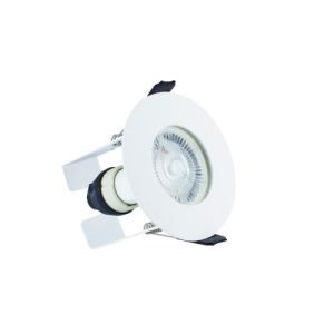 INTEGRAL EVOFIRE FIRE RATED DOWNLIGHT 70MM CUTOUT IP65 WHITE ROUND +GU10 HOLDER & INSULATION GUARD
