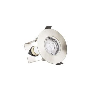 INTEGRAL EVOFIRE FIRE RATED DOWNLIGHT 70MM CUTOUT IP65 SATIN NICKEL ROUND +GU10 HOLDER & INSULATION GUARD